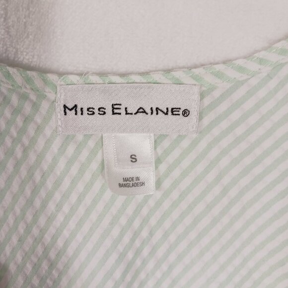 Miss Elaine, Small Sleeveless short Nightgown, Mint Green/White W/ Embroidery... - Picture 2 of 13